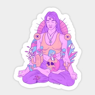 Beautiful hippie girl in deep meditation Sticker